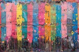 Vibrant Multicolored Graffiti Paint on Wall photo