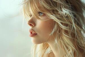 Close Up of a Person With Long Hair photo
