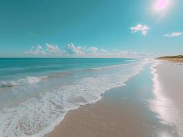 Sandy Beach With Waves Rolling In and Out photo