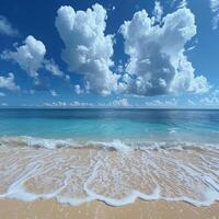Sandy Beach With Waves Coming In photo
