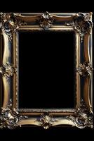 Gold Baroque Frame on Black Background photo