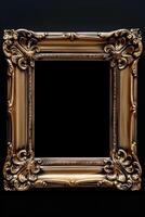 Gold Frame Against Black Background photo