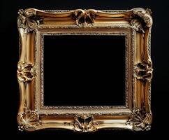 Gold Frame Against Black Background photo