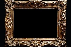 Gold Baroque Frame on Black Background photo