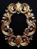 Ornate Gold Frame on Black Background photo