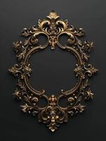 Ornate Gold Frame on Black Background photo