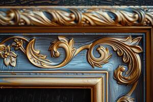 Ornate Gold Frame on Black Background photo