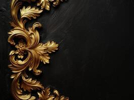 Black and Gold Floral Design on Baroque Frame photo