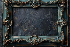 Baroque Picture Frame on Black Background photo