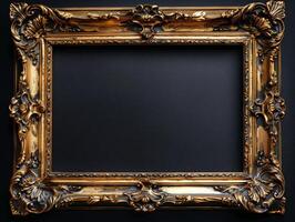 Gold Frame on Black Background photo