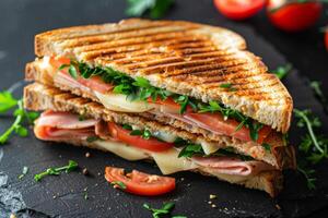 Grilled Sandwich With Ham, Cheese, and Tomatoes photo