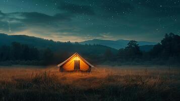 Tent Glowing in Dark Field photo