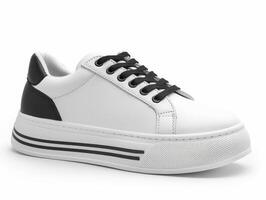 White and Black Sneaker With Black Laces photo