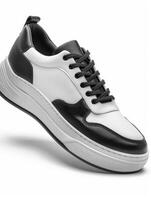 White and Black Sneaker With Black Laces photo