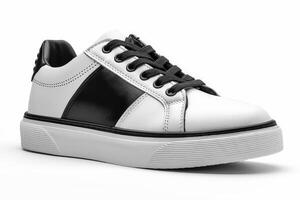 White and Black Sneaker With Black Laces photo