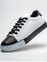 White and Black Sneaker With Black Laces photo