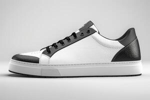 White and Black Sneaker With White Sole photo