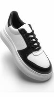 White and Black Sneaker With Black Laces photo