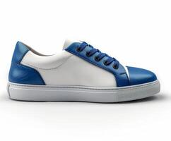 White and Blue Sneaker With White Sole photo