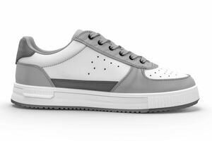White and Grey Sneaker With White Sole photo