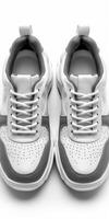 White and Grey Sneakers on White Background photo
