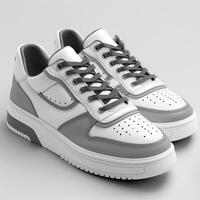 White and Grey Sneakers photo