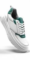 White and Green Shoes on White Background photo