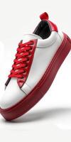 White and Red Sneaker With Red Laces photo