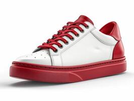 White and Red Sneaker With Red Laces photo