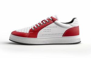 White and Red Sneaker With White Sole photo