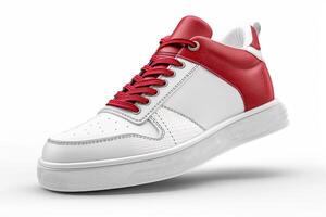 White and Red Sneaker With Red Laces photo