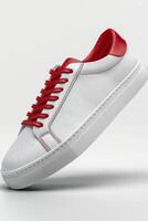 White and Red Sneaker With Red Laces photo