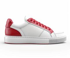 White and Red Sneaker on White Background photo