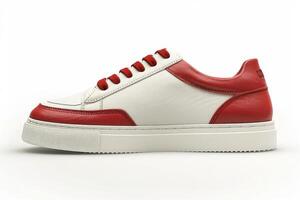 White and Red Sneaker With White Sole photo