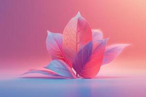 Pink and Blue Leaf on Pink Background photo