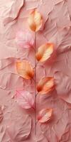 Close Up of Leaf on Pink Background photo