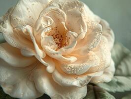 Close Up of a White Rose With Water Droplets photo