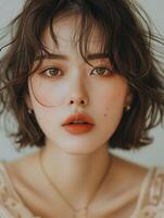Close Up Portrait of Person With Necklace photo