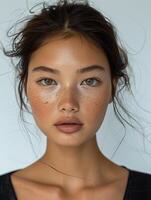 Woman With Freckles and Freckles on Her Face photo