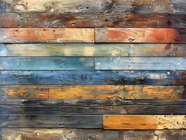 Close Up of a Colorful Grunge Wooden Wall photo