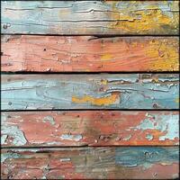 Close Up of Peeling Paint on Wooden Wall photo