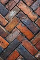 Close up of weathered old brick wall photo