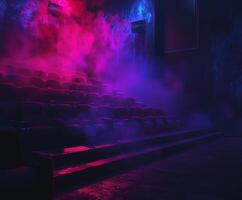 Theater with smoke rising from seats photo