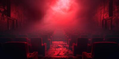 Empty theater with red ceiling light photo