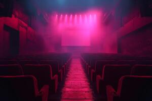 Empty theater with red light photo