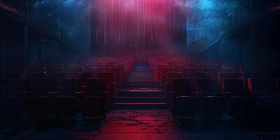 Silent theater with red and blue lights photo