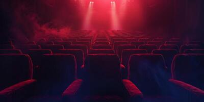 Empty theater with red and blue lighting photo