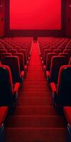 Theatrical space with red walls and seats photo