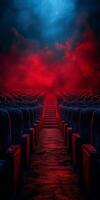 Empty theater with red and blue lighting photo
