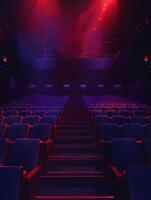 Illuminated theater with red and blue lights photo